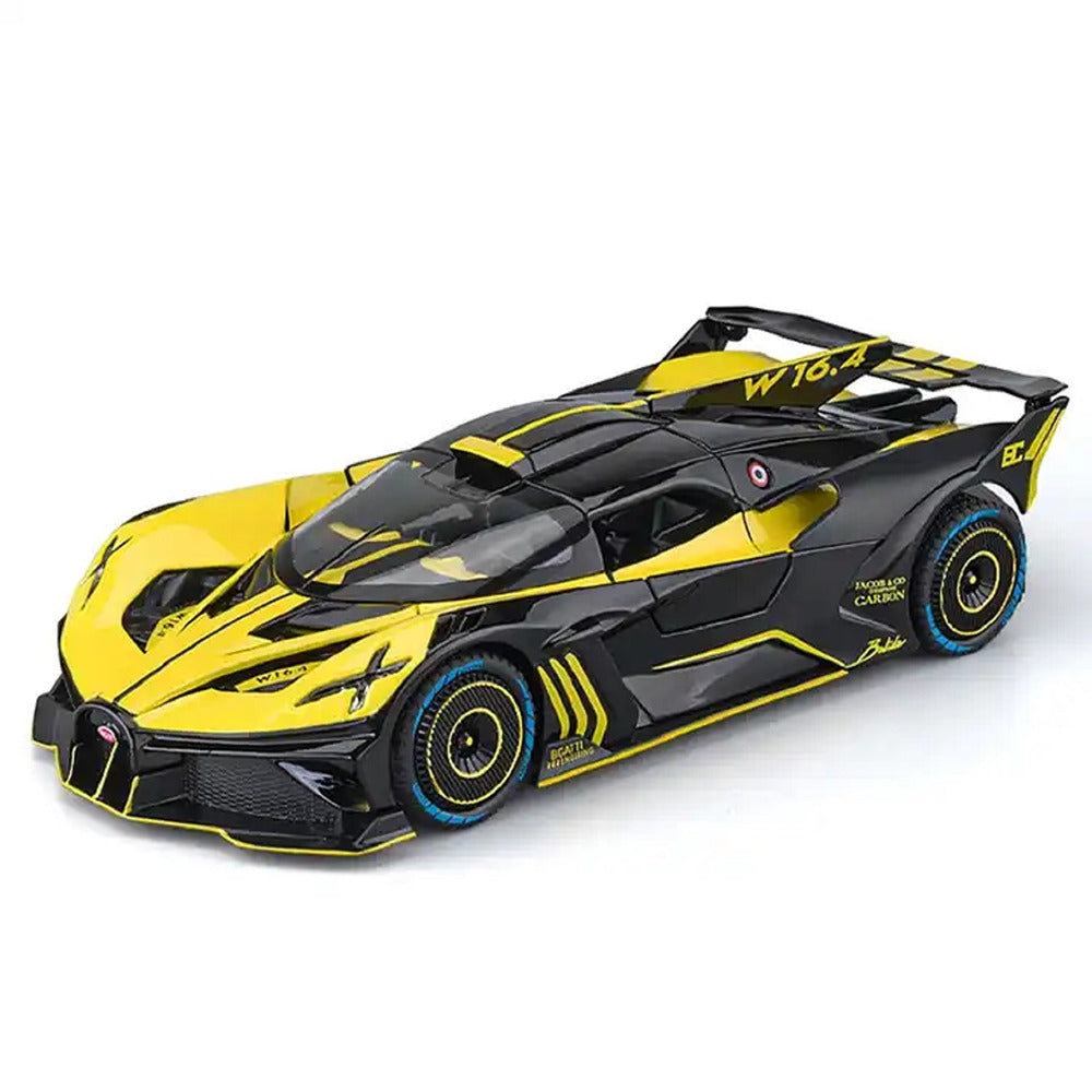 Resembling Bugatti Bolide Luxury Smoke Diecast Car | 1/24 Scale Model | Yellow