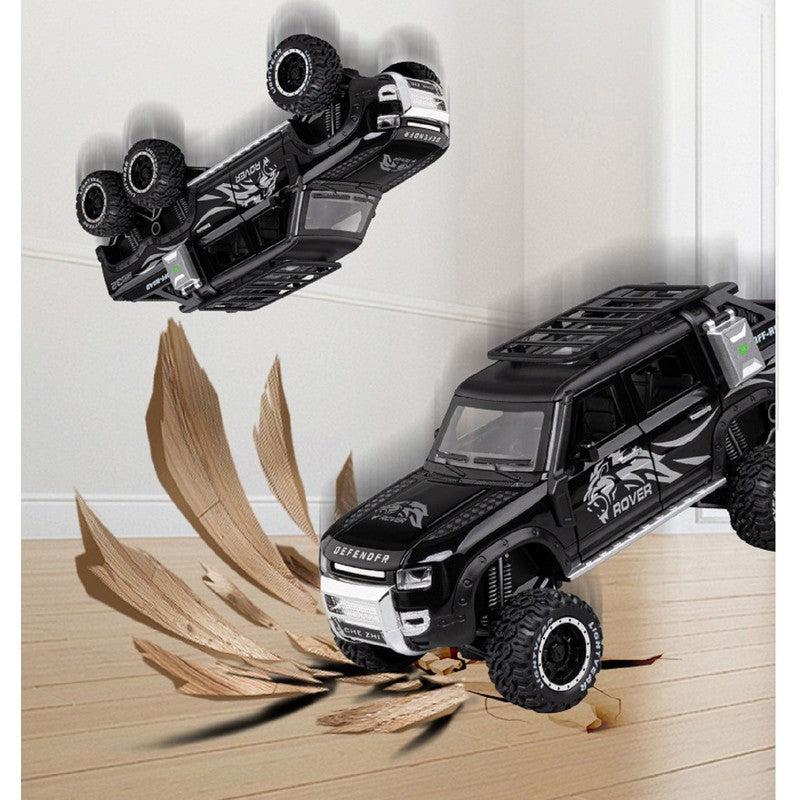 Diecast Resembling Rover Defender Pull Back Car with Light & Music | 1:24 Scale Model (14 Years Till Grown Ups)