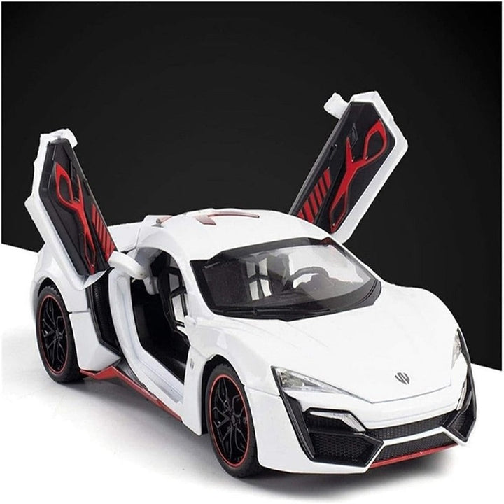 Resembling Hyper Spec Lykan Diecast Car | White | 1:24 Scale Model