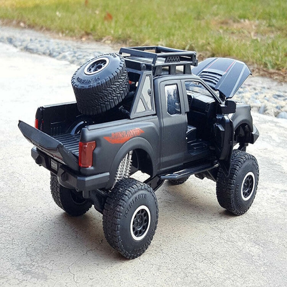 Resembling Ford Raptor F-150 OFF Diecast Car | 1:32 Scale Model | Black