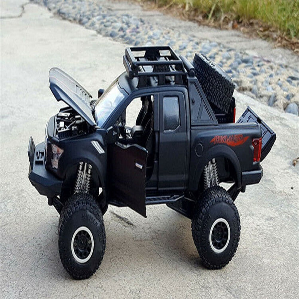 Resembling Ford Raptor F-150 OFF Diecast Car | 1:32 Scale Model | Black