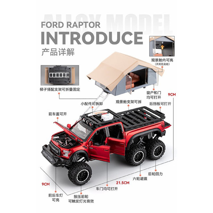 Diecast Resembling Raptor House Pull Back Car with Light & Sound | 1:24 Scale Model (14 Years till Grown Ups)