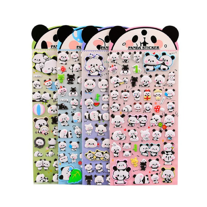 Cute Puffy Panda Stickers – 4 Pack for Creative Journals & Scrapbooks (4-8 Years)