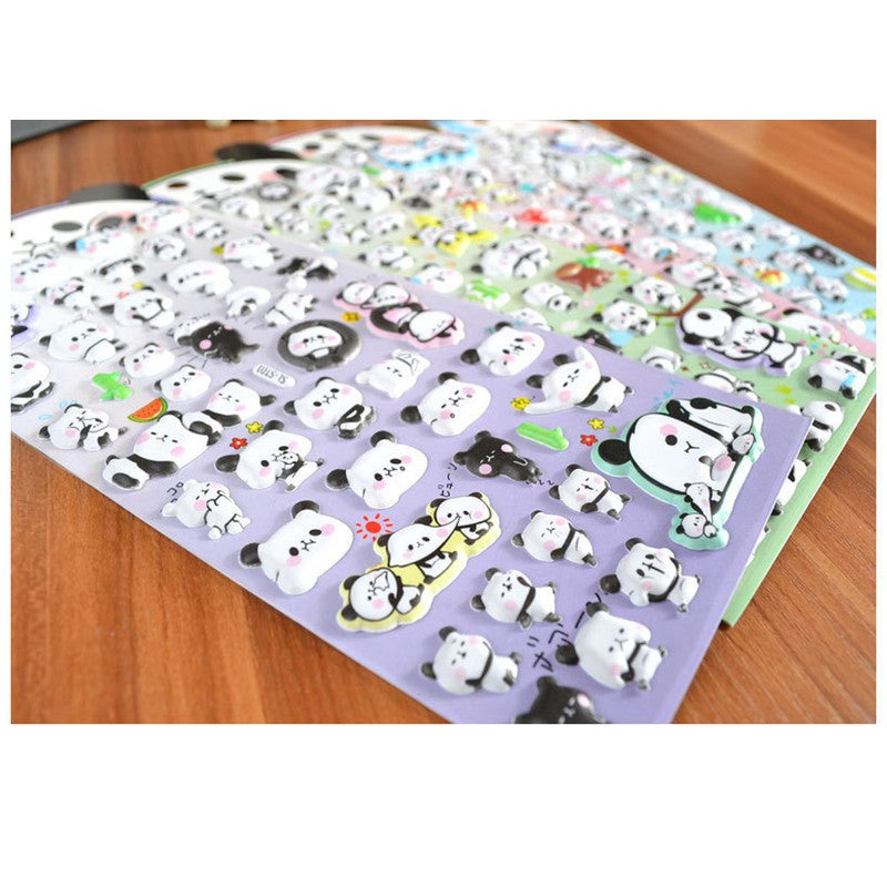 Cute Puffy Panda Stickers – 4 Pack for Creative Journals & Scrapbooks (4-8 Years)