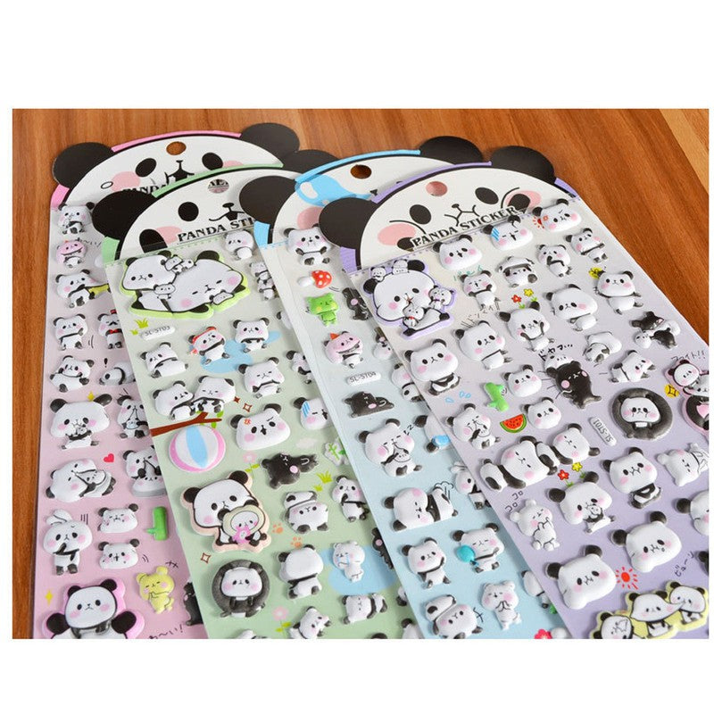 Cute Puffy Panda Stickers – 4 Pack for Creative Journals & Scrapbooks (4-8 Years)