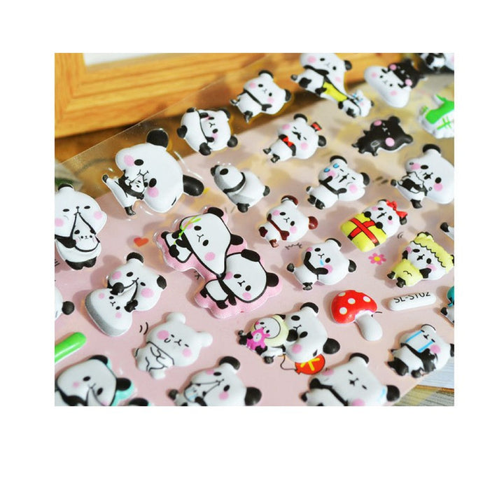 Cute Puffy Panda Stickers – 4 Pack for Creative Journals & Scrapbooks (4-8 Years)