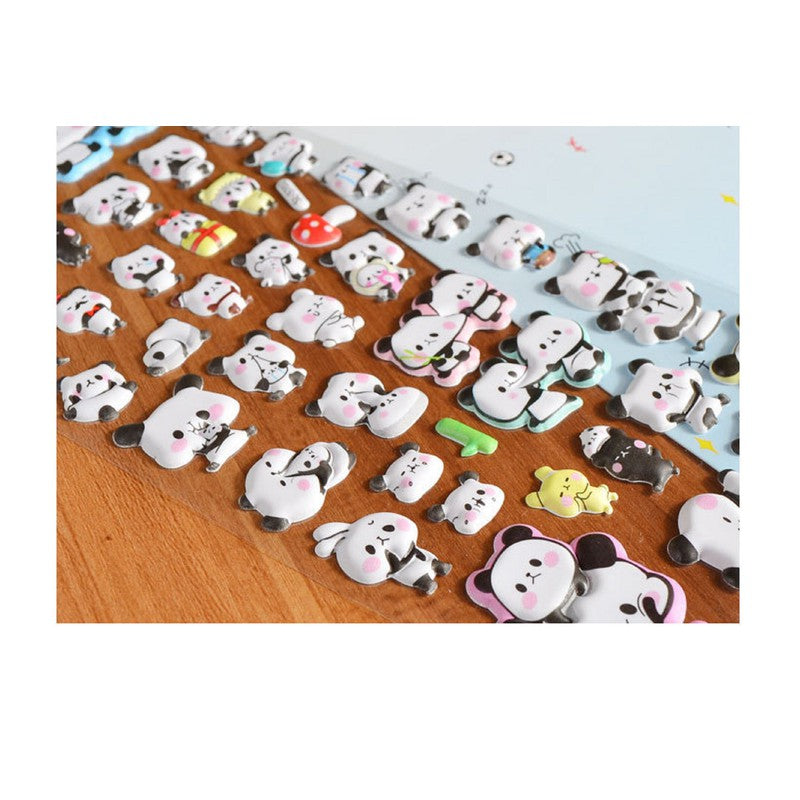 Cute Puffy Panda Stickers – 4 Pack for Creative Journals & Scrapbooks (4-8 Years)