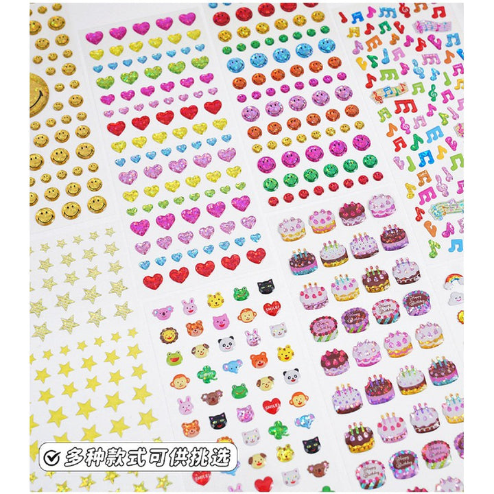 Set of 8 Puffy Stickers – 3D Cake, Animals, Hearts & More (4-8 Years)