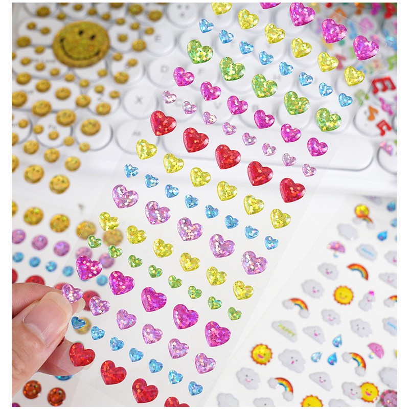 Set of 8 Puffy Stickers – 3D Cake, Animals, Hearts & More (4-8 Years)