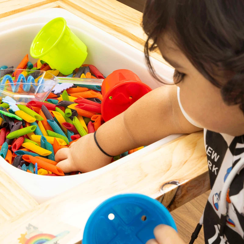 Rainbow Pasta Sensory Toy Kit for Toddlers and Kids  | Coloured Pasta Sensory Bin | 1 to 4 years | Pasta With Sorting Cups