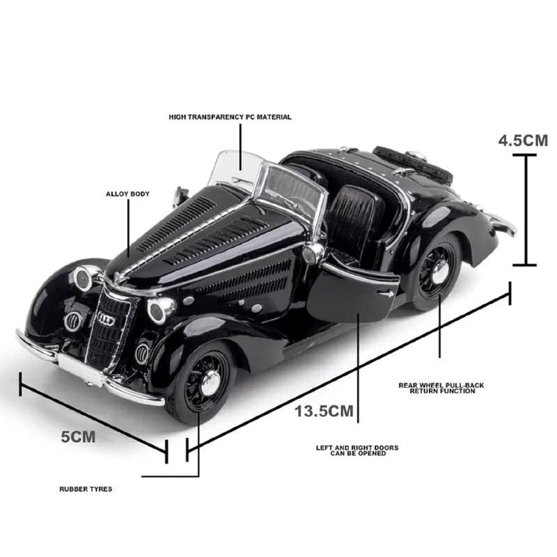 Resembling Audi Old Best Diecast Car - Black | 1:32 Scale Model