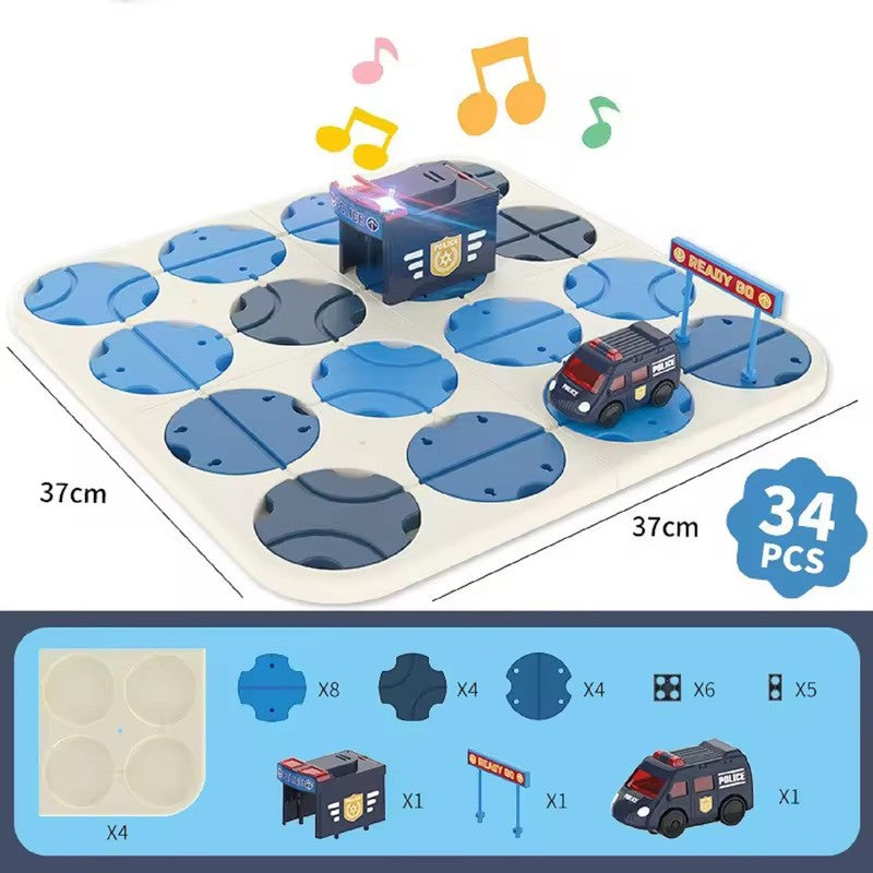 Brain Teaser Puzzle - Logical Road Builder Blocks with Lights & Sounds - 34 Pcs