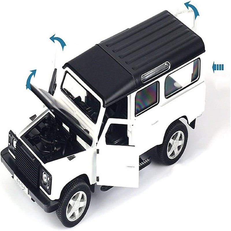 Resembling Land Rover Defender 110 Diecast Car | White | 1:24 Scale Model