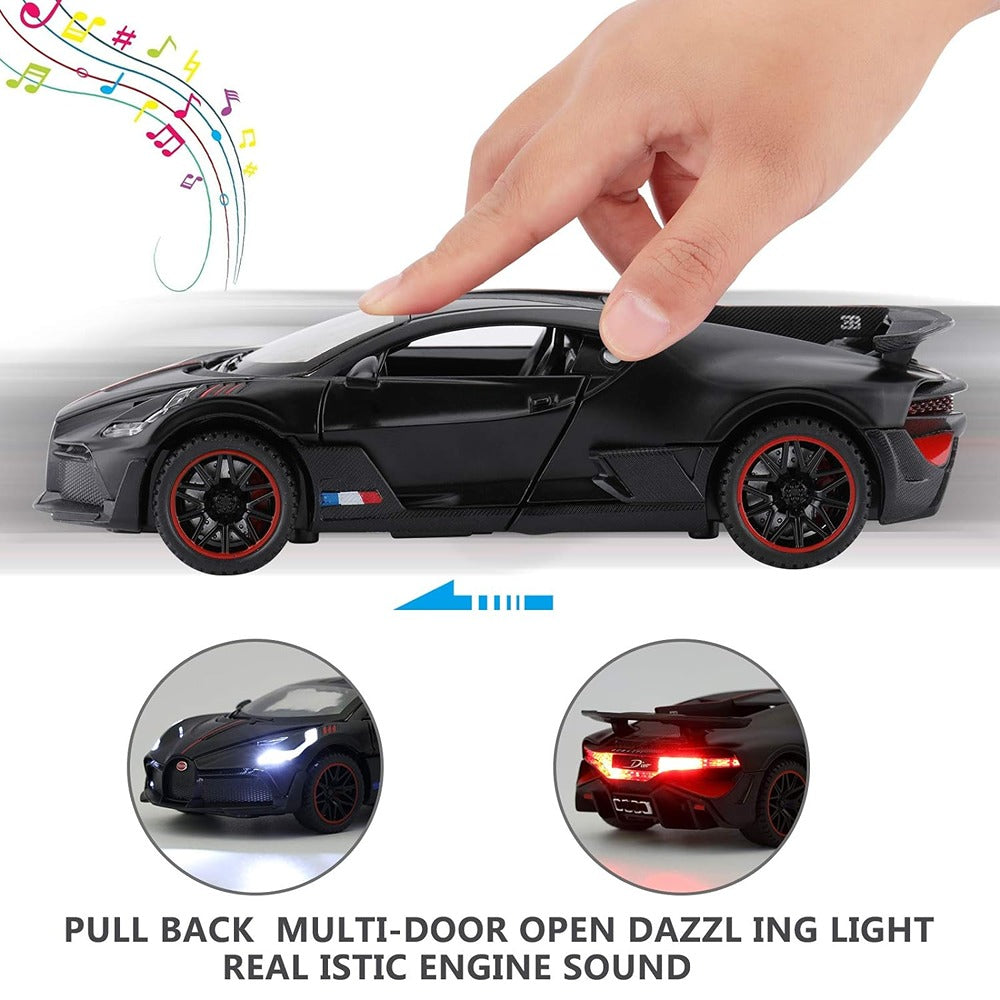 Resembling Bugatti Divo 3in Diecast Car | 1:32 Scale Model | Black