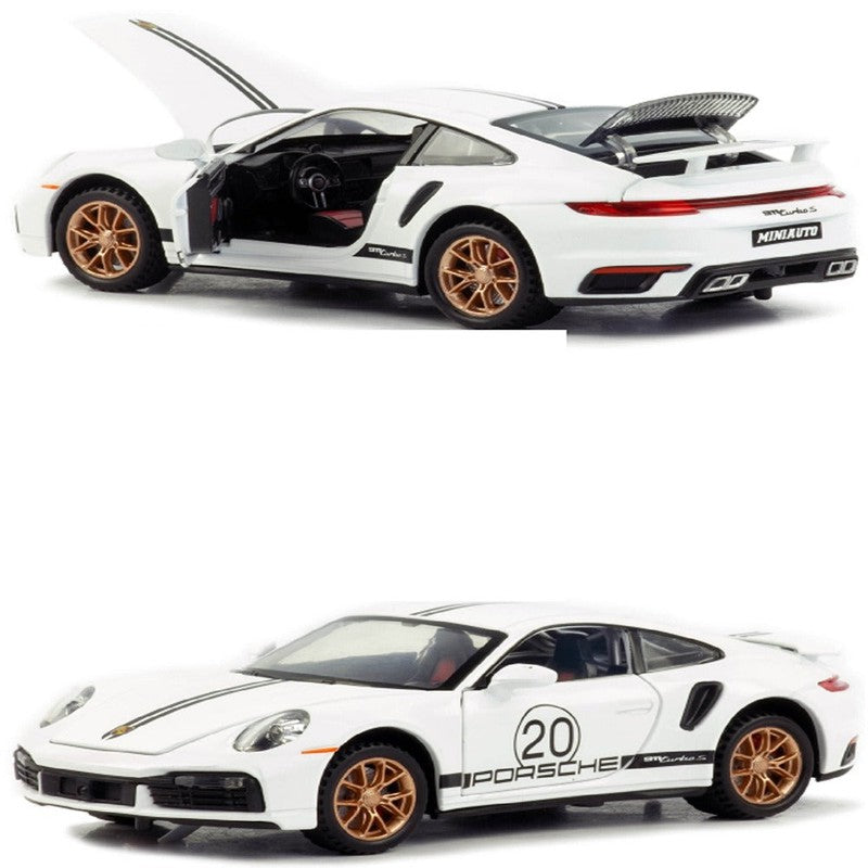 Resembling Porsche 911 Turbo S Sport Diecast Car with Light & Sound | 1:32 Scale (3 Years till Grown Ups)