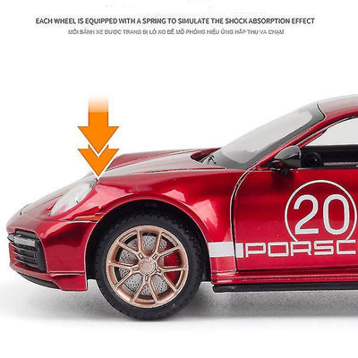 Resembling Porsche 911 Turbo S Sport Diecast Car | 1:32 Scale Model | Red