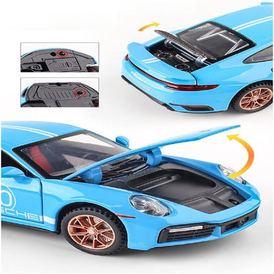 Resembling Porsche 911 Turbo S Sport Diecast Car | 1:32 Scale Model | Blue