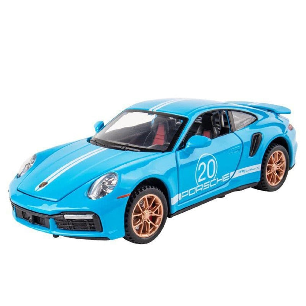 Resembling Porsche 911 Turbo S Sport Diecast Car | 1:32 Scale Model | Blue