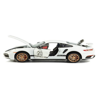 Resembling Porsche 911 Turbo S Sport Diecast Car | 1:32 Scale Model | White