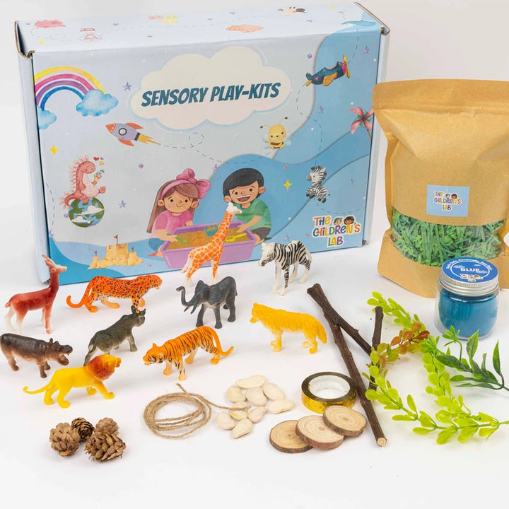 Forest Sensory Bin Pretend Play Tray Set | Wild Jungle With Animals | 2-3 Years