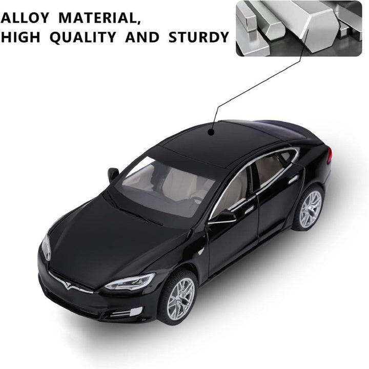 Diecast Resembling Tesla S Pull Back Car with Openable Doors, Light and Sound | 1:32 Scale Model (14 Years Till Grown Ups)