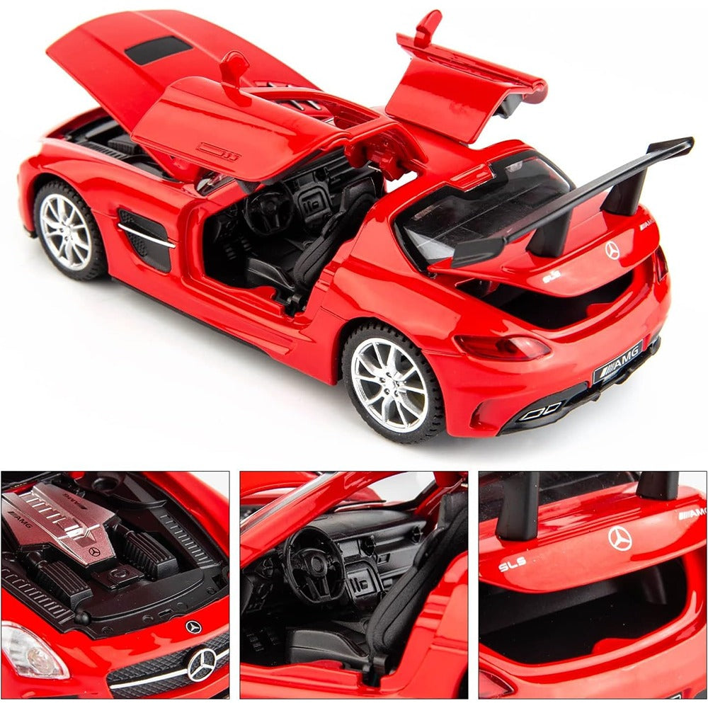 Resembling Mercedes Benz SLS AMG Coupe Diecast Car | 1/32 Scale Model | Red