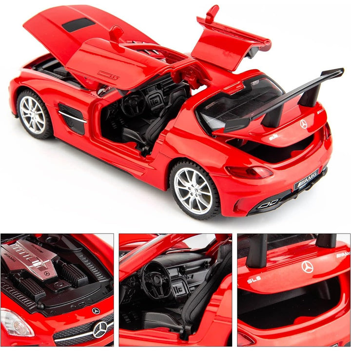 Resembling Mercedes Benz SLS AMG Coupe Diecast Car | 1/32 Scale Model | Red