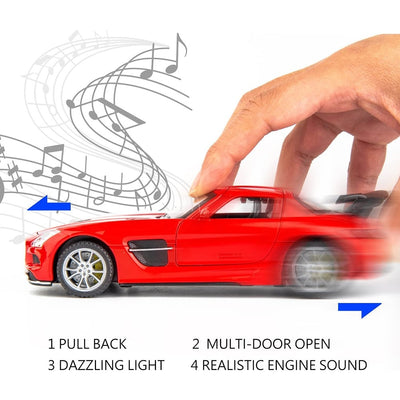 Resembling Mercedes Benz SLS AMG Coupe Diecast Car | 1/32 Scale Model | Red