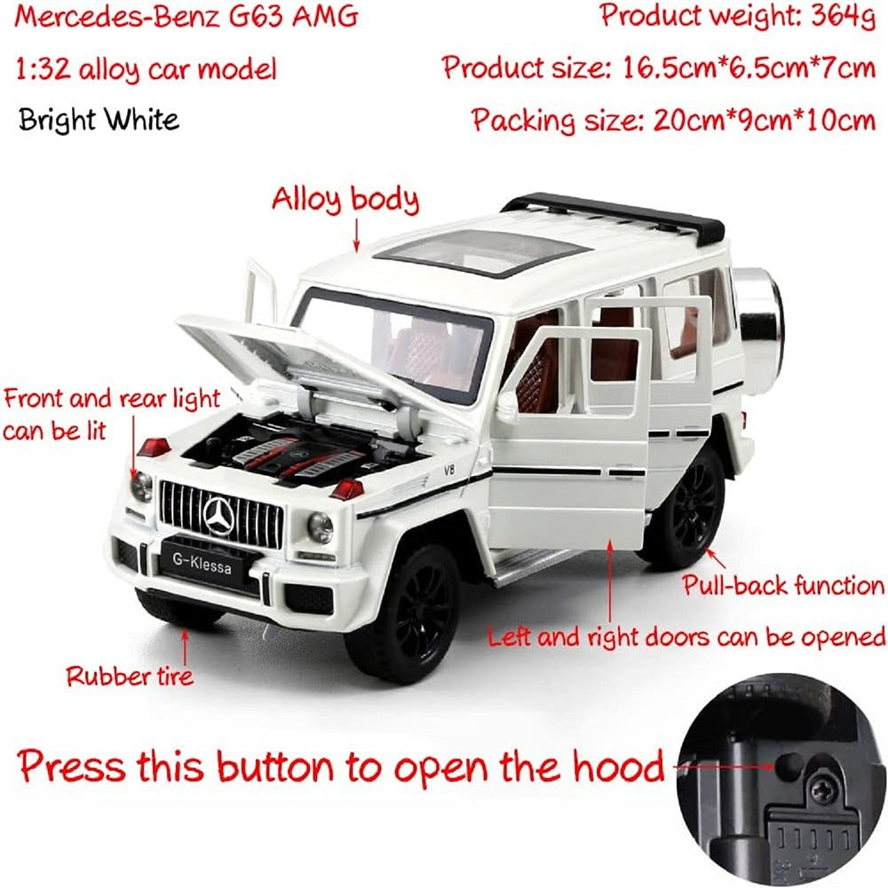 Resembling C-Klessa Benz 132 AMG-G63 Diecast Car | 1:32 Scale Model | White