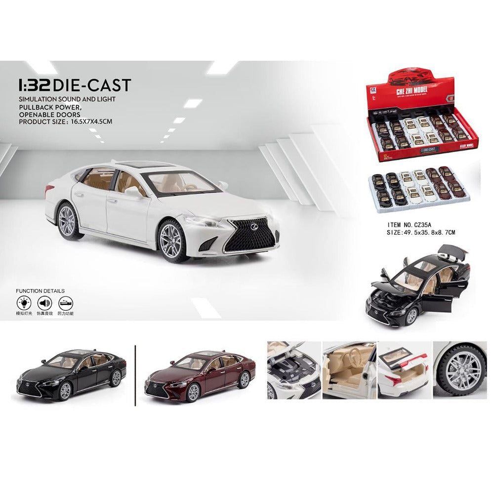 Resembling Lexus ls500 News Diecast Car | 1/32 Scale Model | White