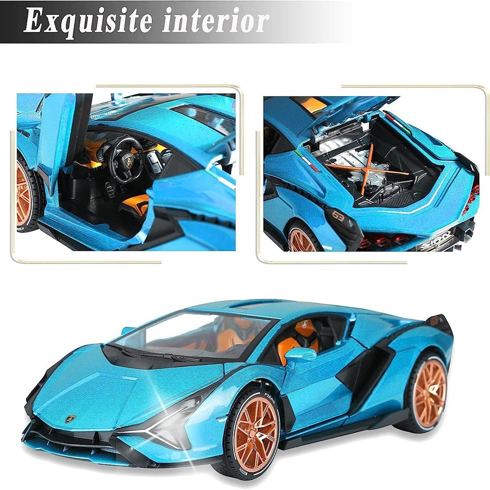 Resembling Blue Lamborghini Sian FKP 37 Diecast Car | 1:32 Scale (3 Years till Grown Ups)