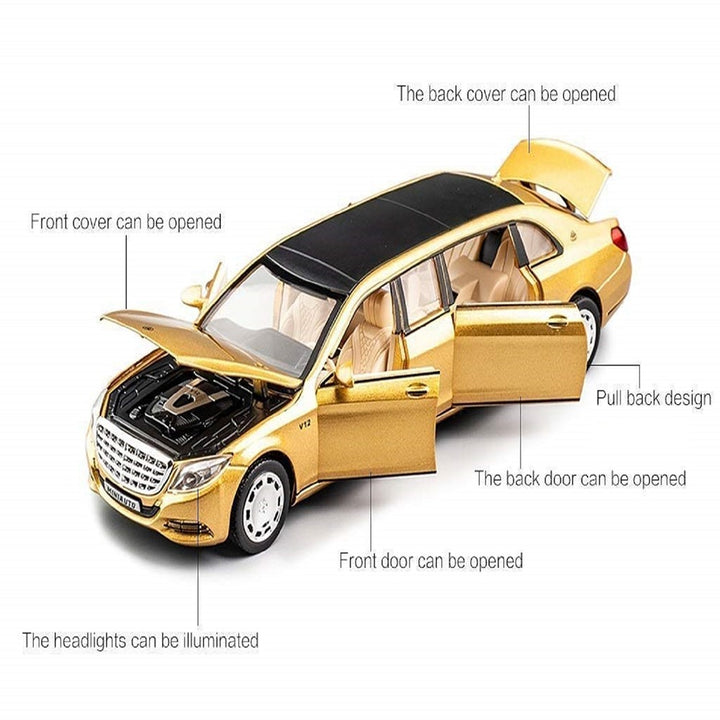 Resembling Mercedes S650 - 6 door Diecast Car | 1:32 Scale Model | Gold