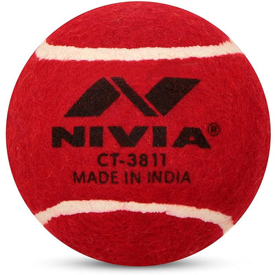 Nivia Cricket Tennis Ball (Pack of 12) | Heavy Weight - Red