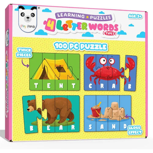Play Panda Learning Puzzles -4 Letter Words Type 2 | 100 Pieces Spelling Puzzle