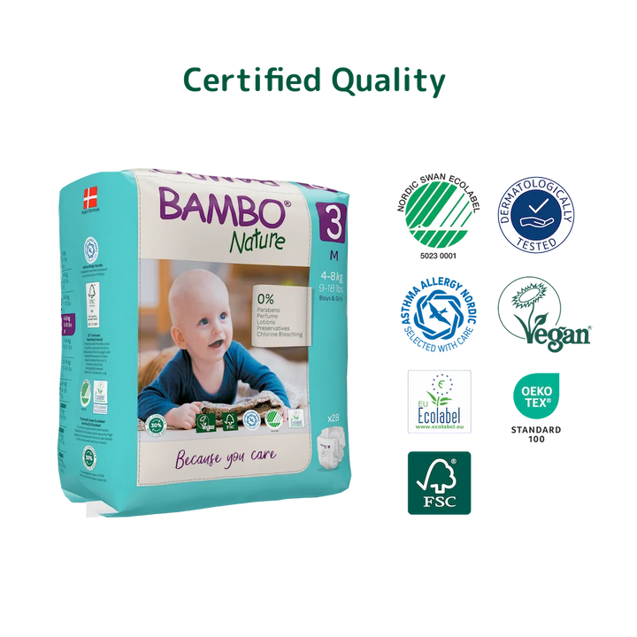 Bambo Nature (3-M) Diapers | 28 Diapers | 4-8 Kg | 9-18 lbs