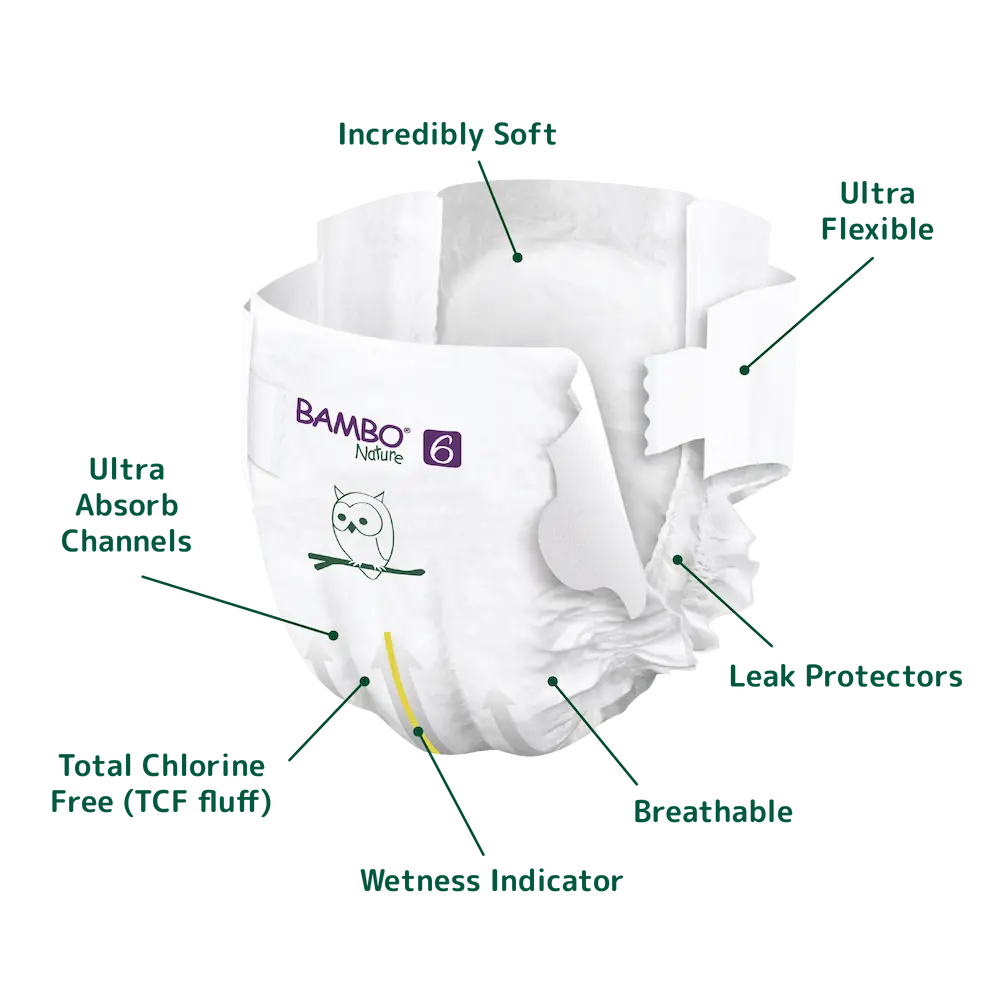 Bambo Nature (6-XXL) Diapers | 40 Diapers | 16+ Kg | 35+ lbs
