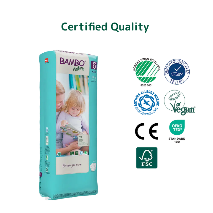 Bambo Nature (6-XXL) Diapers | 40 Diapers | 16+ Kg | 35+ lbs