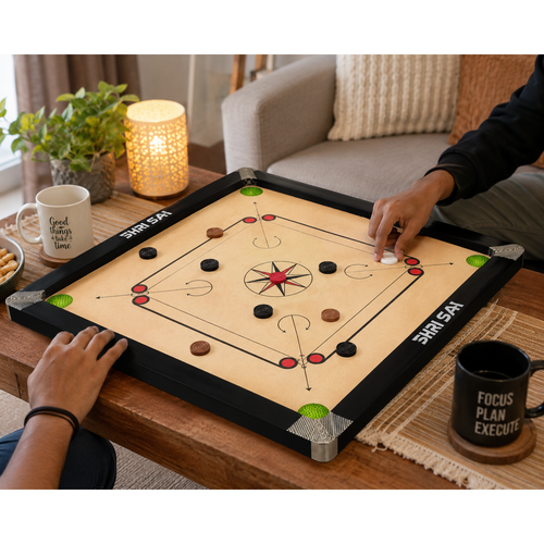 26 Inch Wooden Carrom Board | Smooth Playing Surface | Indoor Family Board Game