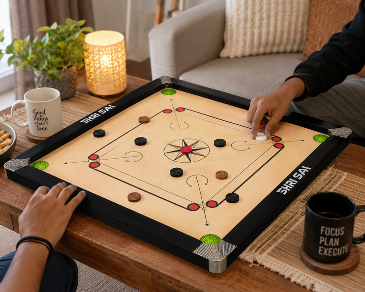 26 Inch Wooden Carrom Board | Smooth Playing Surface | Indoor Family Board Game