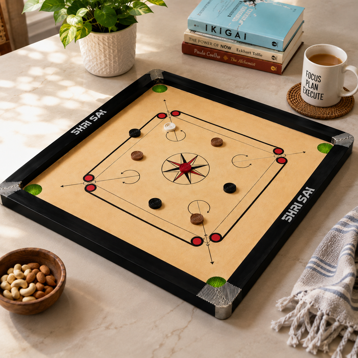 26 Inch Wooden Carrom Board | Smooth Playing Surface | Indoor Family Board Game