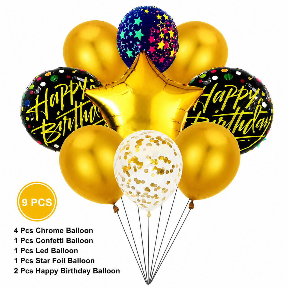 9 Pcs Decoration Foil Balloon Set