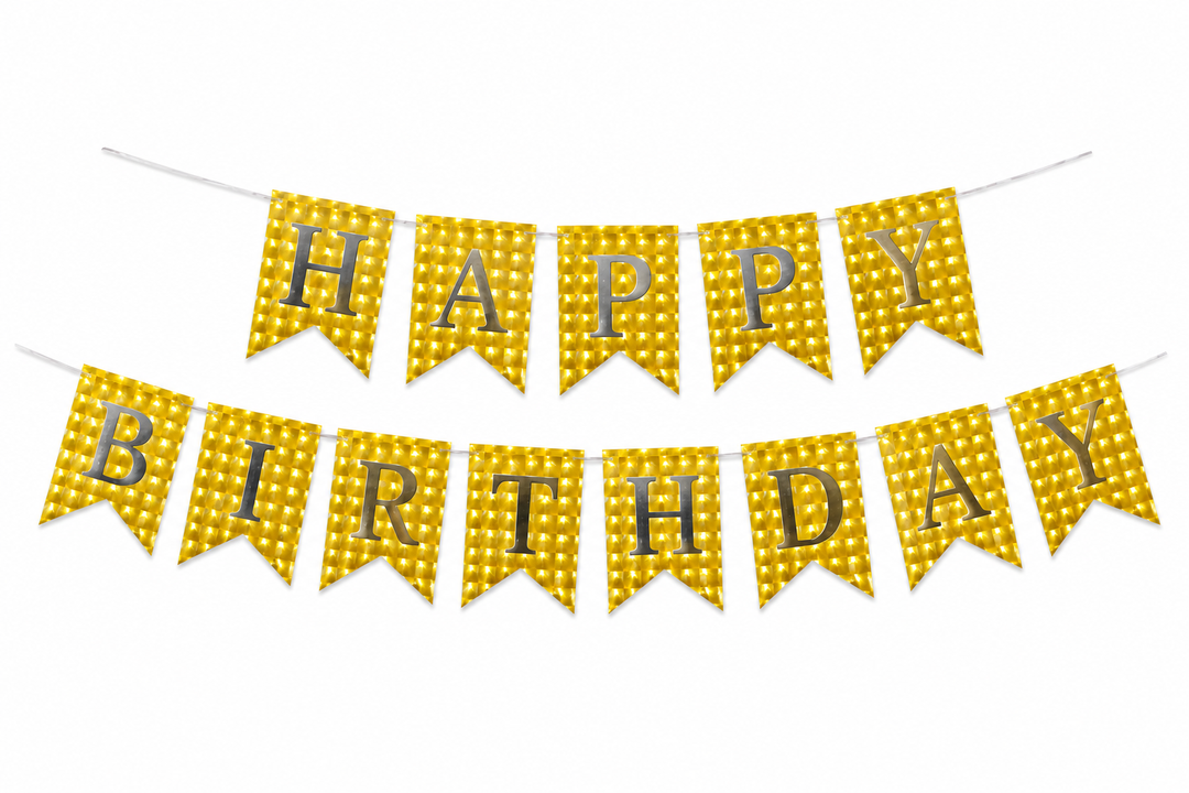 Gold and Silver Happy Birthday Banner Decoration