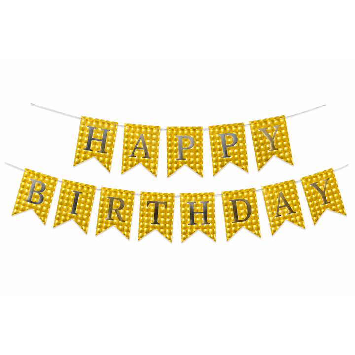 Gold and Silver Happy Birthday Banner Decoration
