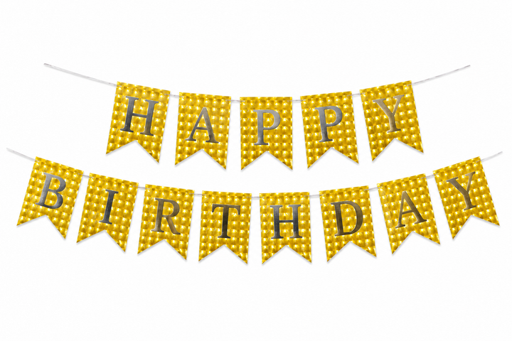Gold and Silver Happy Birthday Banner Decoration