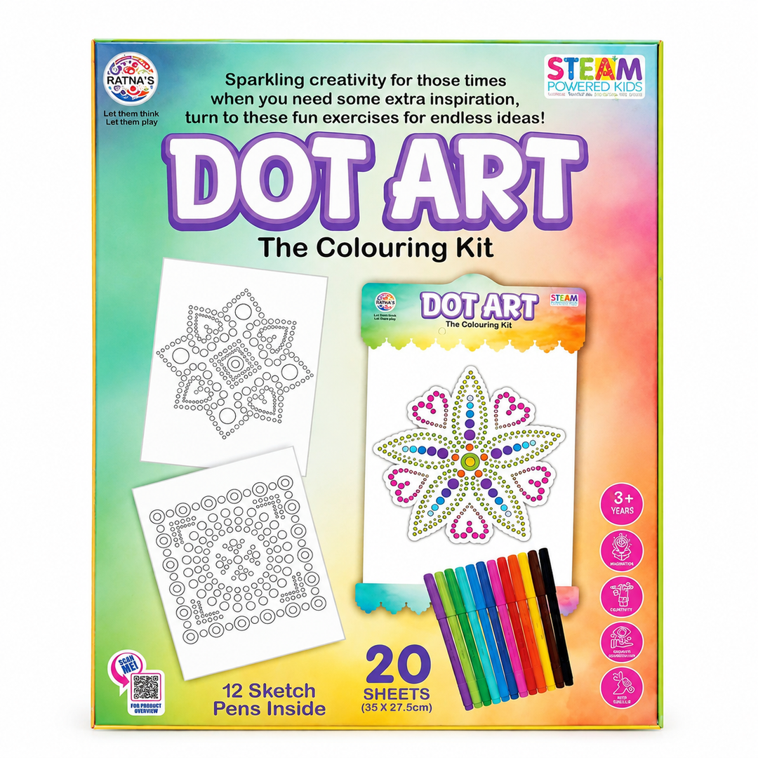 Ratna's Dot Art Colouring Kit – Creative Art & Craft Activity | 20 Sheets
