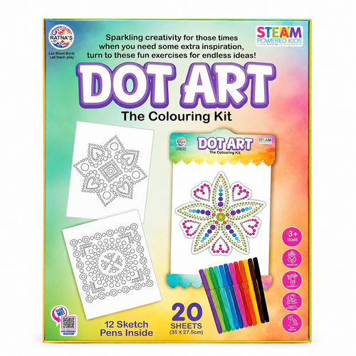 Ratnas Dot Art Colouring Kit – Creative Art & Craft Activity | 20 Sheets