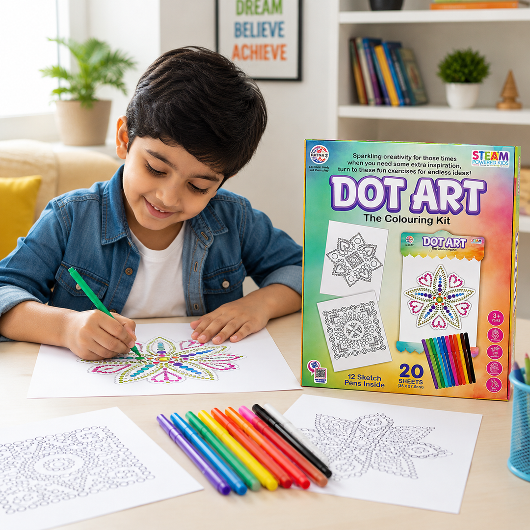 Ratna's Dot Art Colouring Kit – Creative Art & Craft Activity | 20 Sheets