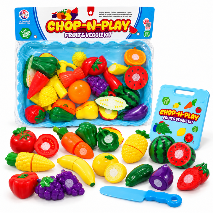 Ratna's Chop-N-Play Fruit & Veggie Kit | Pretend Play Toys for Kids