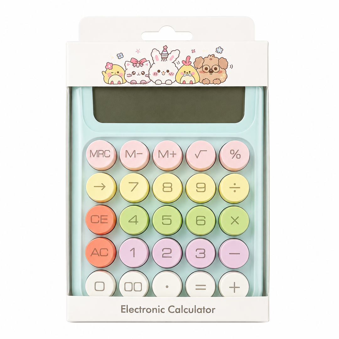 FunBlast Retro Desktop Calculator with Big Round Keys | Cute Pastel Button Calculator for Kids & Office Use- Blue