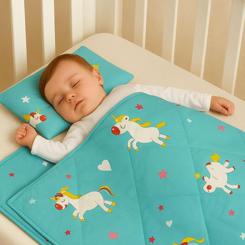 Zikku Unicorn Baby 3 Pieces Bedding Set - Quilt, Diaper Changing Pad, Pillow (0-12 Months)